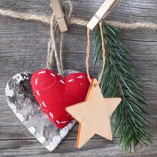 25/50pcs Blank Wooden Star Shapes For DIY Crafts - Smooth, Durable Ornaments With 10M String, Great For Home & Party Decor, Gift Tags - Apricot - View 3