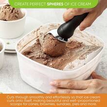 Professional Ice Cream Scoop Easily Breaks Through Ice Without Effort |   Effortlessly Scoop Hard Ice Cream Balls |   Durable Stainless Steel Dessert Tool For Home Use |   Suitable For Gelato, Cookie Dough, Fruit Melon Balls, Frozen Yogurt |   One-Button Release - màu đen - Xem 1