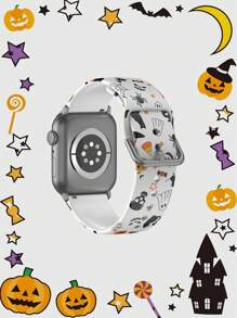 1 件万圣节黑猫柔软弹性透气舒适腕带替换表带兼容三星、Garmin、Honor 智能手表、 38mm 40mm 41mm 45mm 44mm 42mm 49mm，时尚休闲多色硅胶表带兼容 Ultra 系列 SE/10/9/8/7/6/5/4/3/2/1，1 件彩色花朵柔软弹性透气舒适腕带替换表带兼容