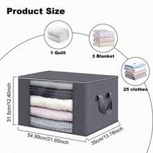 6pcs Large Capacity Foldable Fabric With Sunroof Storage Box, Storage Bag, Foldable Blanket, Clothing Storage Bag For Spa Center Storage System, Gray/Black - Grey - View 7