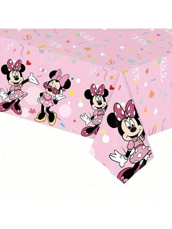 Disney 1/3pcs Pink Tablecloth Cartoon Theme Birthday Party Disposable Plastic PE Tablecloth