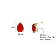 Women's Gold Set With Earrings, Necklace And Pendant With Emerald Green Stone Drop, 18k Gold Plated - Đỏ Ruby - Xem 3