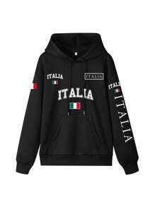 ONE WAVE Men's Autumn/Winter Personalized Hoodie | Italian Style - Black - View 2