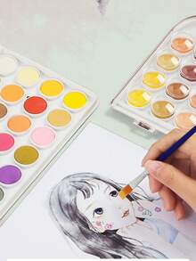 48/24/12 Colors Solid Watercolor Paint Cakes, Beginner 12/21/36 Colors Solid Watercolor Paint Set For Sketching, DIY, Art Painting, Suitable For Artists, Students, Teachers