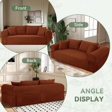 83" Modern Corduroy Loveseat Sofa,2-Seater Cloud Couch With Memory Foam And Spring  Seat With Four Pillows,Deep Seat Sofa With Wide Armrests,No Assembly Couch In A Box For Bedroom,Living Room - trái cam - Xem 8