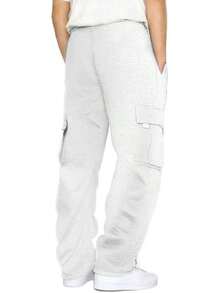 Men's Casual Cargo Sweatpants With Drawstring For Hiking - White - View 5