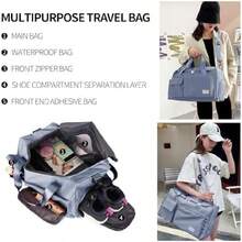 Travel Duffel Tote Bag With Dry Wet Separation Pocket, Weekender Bag For Women And Men,Waterproof Bag With Shoe Compartment Lightweight And Easy Carry On Black