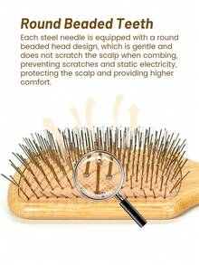 1/2 chiếc lược chải tóc bằng tre, thúc đẩy mọc tóc, lược gỗ tự nhiên, massage da đầu, lược tre cỡ lớn, phù hợp với mọi loại tóc, tay cầm tiện dụng, làm mượt tóc xoăn, lược tre tự nhiên với lông kim loại, lược chải tóc cầm tay, dụng cụ chăm sóc tóc, dụng cụ tạo kiểu tóc, vật dụng thiết yếu trong gia đình, quà tặng cho bé gái, vật dụng cần thiết khi đi học/du lịch. - Màu be - Xem 3
