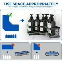 Black Bathroom Shelf With Adhesive (3 Pack), Drill-Free Black Shower Organizer, Solid Carbon Steel Bathroom Shelf.