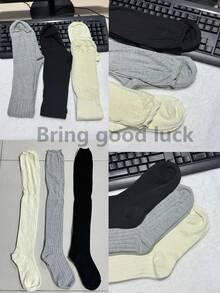3 Pairs Knee-High Socks, Suitable For Slim Women Weighing No More Than 120 Lbs, Y2K Style