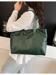 Large Capacity Tote Bag For Women New Style High-End Fashionable Versatile Commuting Handbag Shoulder Bag - 綠色 - 查看 2