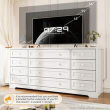 LIZHOUMIL 12 Drawers Wood Dressers For Bedroom,16" Wide TV Stand Dresser For 65 Inch TV,Long Wooden Dresser For Living Room, Hallway - 白色 - 查看 2