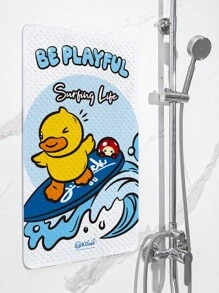 B. Duck 1 pieza Alfombra de ducha gruesa con estilo de pato de dibujos animados, marca autorizada B.DUCK, con ventosas antideslizantes, lavable a máquina, accesorio de baño y decoración