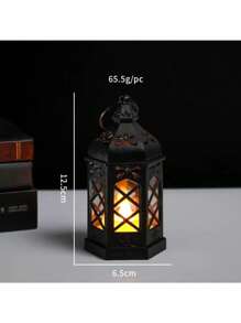 1 件小尺寸黑色摩洛哥风格蜡烛灯笼，小尺寸茶蜡烛台，带透明玻璃面板，非常适合庭院、室内/室外、活动、拉玛、派对和婚礼拉玛礼物生日毕业 E-I-D、生日装饰、卧室装饰