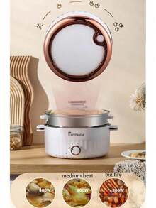 RAF 1,5 l/3 l Cuiseur à riz électrique portable multifonction, cocotte-minute à double couche, batterie de cuisine antiadhésive mini pour appareils électroménagers de cuisine à la maison - Prise de type UE E (220-240 V) - Voir 5