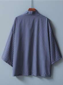 Japanese Style Loose Fit Versatile Striped Kimono Cover Up, Summer Robe, Sleepwear, Beach Cover-Up, Lightweight Sunscreen