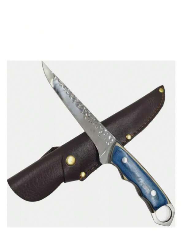 Faca Rustica Cabo Azul Super Afiada Churrasco Pesca