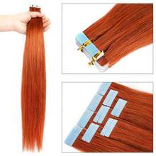 Lsybeauty 20pcs Straight Tape In 100% Remy Human Hair Extension For Salon  Multicolor  Color Copper Red 33# 16-26 Inches Silk Straight Seamless Skin Weft Hair Extension Tape In Hair Tape Ins Hair Extentions - S33 - 查看 4