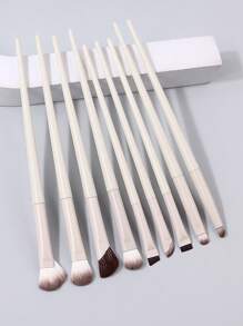 9件套眼部化妆刷套装，包括斜角眼线刷、细节刷、晕染刷、遮瑕刷 - 米色 - 查看 4