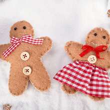 2pcs Handmade Gingerbread Man & Christmas Tree Ornaments - Hanging Holiday Decor, Suitable For Christmas Non-Feather Decoration, No Electricity Needed, Scene Setting, Christmas Party Decoration