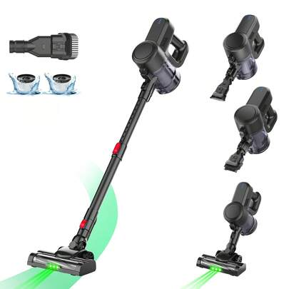 40 Minutes Runtime Cordless Vacuum Cleaner, Suitable For Pet Hair, 4000mAh Battery, Handheld & Standing Lighting, 6-In-1 Handheld Vacuum, Large Dust Cup, Suitable For Hardwood Floors, Carpets And Pet Hair