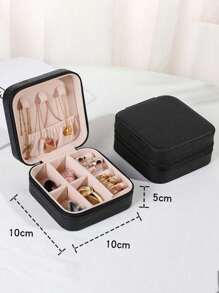 1个便携式首饰盒，女士小型首饰盒，简约家居首饰收纳盒，旅行整理盒，优雅迷你拉链首饰盒，可收纳耳环、戒指、项链、手镯。便携式化妆包，可爱化妆包，返校必备，难忘的节日礼物，复活节礼物，伴娘礼物，夏季旅行必备，旅行配件，旅行必备，双层便携式迷你展示收纳盒，邮轮旅行必备，返校用品。