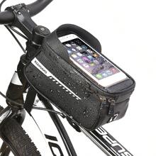 Waterproof Bicycle Handlebar Bag With Phone Holder - PU Material, Frame Front Pouch Fits Mountain Bike And Road Bike, Secure Zipper Closure, Black, Cycling Storage | Reflective Feature | Waterproof Bag, Bike Bag