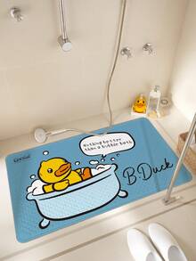 1pc Authorized B.DUCK Shower Mat, Thick & Cute Cartoon Duck Design, Surfing Duck, HELLO Duck, Raincoat Duck, Anti-Bacterial, Non-Slip Strong Suction Cup Bath Mat, Easy To Clean, Bathroom Accessory, Bathroom Decor - Multicolor - View 6