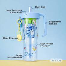 Miniso 史迪奇菠萝派对杯 | 大容量，可爱又实用！1250毫升/42.27盎司，盛装大杯饮品的理想之选。史迪奇+菠萝图案，充满热带夏日气息。轻巧防碎塑料材质，居家/宿舍/野餐的完美之选。（1个） - 藍色 - 查看 4