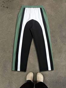 Teen Boys Casual Contrast Color Stitching Drawstring Waist Sweatpants, Spring And Summer Clothing, Teen Boys Gifts Track Pants For Teen Boys Streetwear Teen BoysPants Teen Boys Clothing Teen Boys Pants Teen Boys Clothes Teen Boys Pants - Grey - View 3