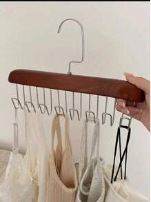 3/1pcs Multi-Functional Wooden Coat Hooks, Clothes Hanger Rack, Closet Storage Organizer With 8 Rotating Hooks, Space Saving For Hanging Shirts, Underwear, Bras, Hats, Ties, Straps, Vests And More. Damage-Free Drying Rack, Essential For Back To School, School Supplies. - Multicolor - View 2