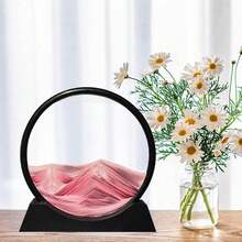 7-Inch Black-Framed Circular Quicksand, Quicksand Ornaments, Suitable For Office Desks, Bedrooms And Other Places, Perfect Festival Gifts - Red - View 7