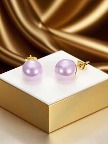 MONALLY 1 对 18K 镀金不锈钢仿珍珠耳钉