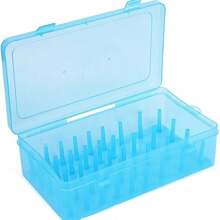 Organizador de plástico transparente de 42 ranuras para hilos y manualidades con etiquetas de compartimentos - Almacenamiento portátil compacto para carretes, hilos, agujas - Manualidades DIY, hogar, suministros de arte (Blanco/Rosa/Azul), Accesorios de costura, Organización del hogar, Compartimentos etiquetados, Material duradero