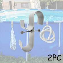 1/2 pièces, Crochets de piscine pour pôles - Porte-pôle de piscine réglable à 3 crochets pour accessoires de piscine hors sol, support de skimmer et d'outil de nettoyage pour l'entretien de la piscine hors sol, articles de plage essentiels, accessoires de plage, flotteur de piscine