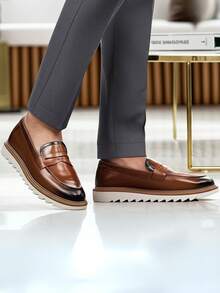 GuGi Men's Casual Social Comfortable Loafer Moccasin With Non-Slip Tractor Sole 5400-GG - 駝色 - 查看 2
