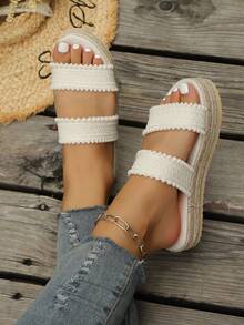 New Style Platform Thick Bottom Women's Fashion Sandals, Comfortable Casual Shoes - Beige - View 3