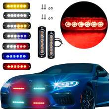 2 pzs Faro Led Patrulla Escolta Barra Lateral Estrobo, Luz Advertencia Intermitente Amarillo Azul Roja Moto Auto. Vmingo - Rojo - Ver 2
