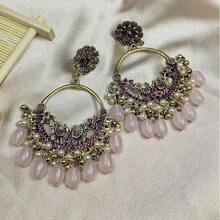 1 Đôi bông tai tròn đính đá lớn kiểu Bohemian cổ điển, thích hợp để đeo hàng ngày (Bông tai có hiệu ứng cũ kỹ, bình thường và không đồng nhất) - Cà phê - Xem 1