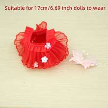 [Clothes Only] Clothes Suitable For 17cm Generation 1, 2, 3 Dolls, Party Doll Dress, Red Tulle Skirt Outfit
