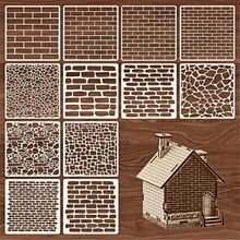 4/12 Khuôn nhựa tái sử dụng 6x6" dùng cho nghệ thuật tự làm, sổ lưu niệm và trang trí nhà cửa - Khuôn vẽ đa năng cho tường, sàn, gạch và vải bạt - sữa - Xem 9