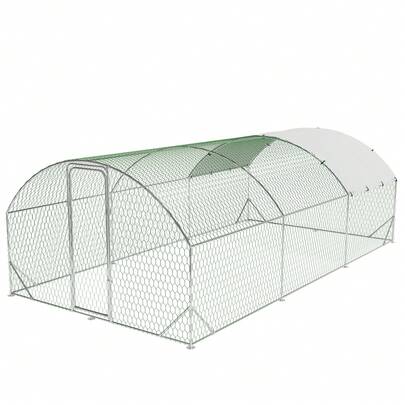 Large Hens Cage, Walk In Chicken Run Cage With Water-Resident And Anti-UV Cover, Galvanised Steel Metal Enclosure Poultry House For Hens Ducks Rabbits Dogs,400cm/600cm L X 300cm W X 200cm