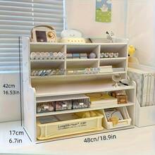 Upgraded Thickened Double Desktop Bookshelf, Dormitory Office Stationery Books Small Organizing Shelf - Size M (48cm*42cm*17cm) - View 5