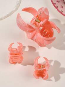 3 件套发夹组合，渐变大理石图案，雏菊花设计，适合海滩度假，春夏季发饰时尚爪夹女士发夹休闲发夹花夹头发秋季配饰秋冬 - 彩色 - 查看 6