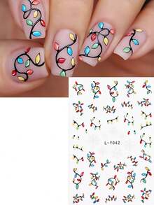 2 pezzi Adesivi per unghie natalizi con lanterne luminose a forma di fiocco di neve, lampadine colorate che brillano al buio, per celebrazioni e feste di Capodanno, accessori per unghie fosforescenti