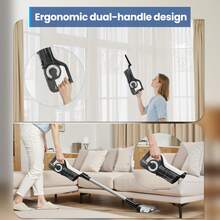 LAMZIEN 无绳吸尘器，15KPA 家用吸尘器，40 分钟运行时间，带充电电池的立式吸尘器，双手持式轻型吸尘器，适用于宠物毛发、地毯和硬木地板 - 查看 6