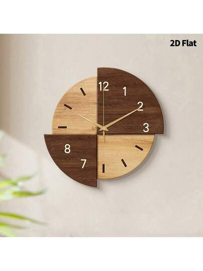 2D Flat, 1pc Creative Log Art ative Wand Clock, Super Silent Quartz Movement, No Ticking Sound, Klok Living Room, Bedroom, Office, Kitchen Cafe, Perfect Home ations Room view 10