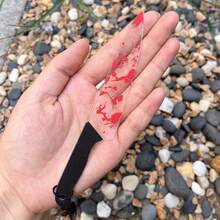 万圣节趣味血腥书签，流苏吊坠，2 种款式（不锋利、假刀）的图形血腥书签，经典恐怖恶作剧道具，适合返校派对 - 彩色 - 查看 4