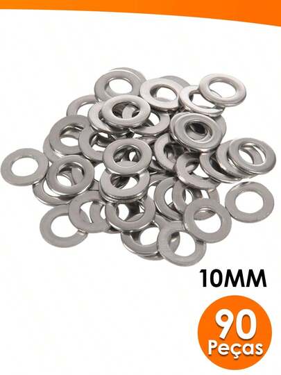 Kit Com 90 Arruelas Lisas Feitas Em Ferro 10MM x 0,7mm