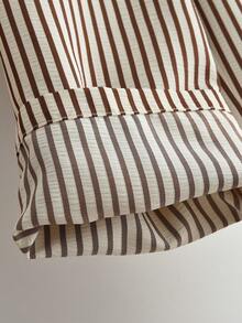 年轻女孩休闲秋季纯色长袖条纹阔腿裤两件套春装套装